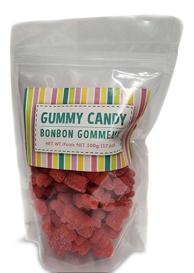 Gummy Bears, Cherry, Red, 500-g, Chewy Candy, for Birthday/Buffet Front_Flat