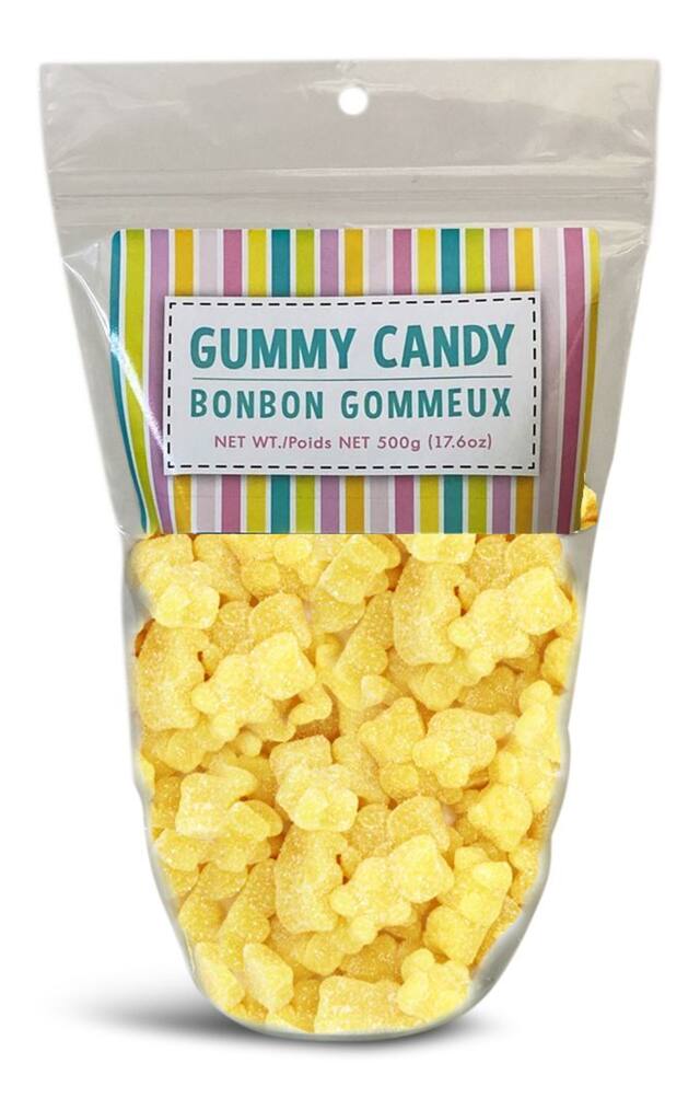 Oursons en gelée, citron, bonbon tendre, jaune, 500 g, pour fête d'anniversaire/buffet Front_Flat