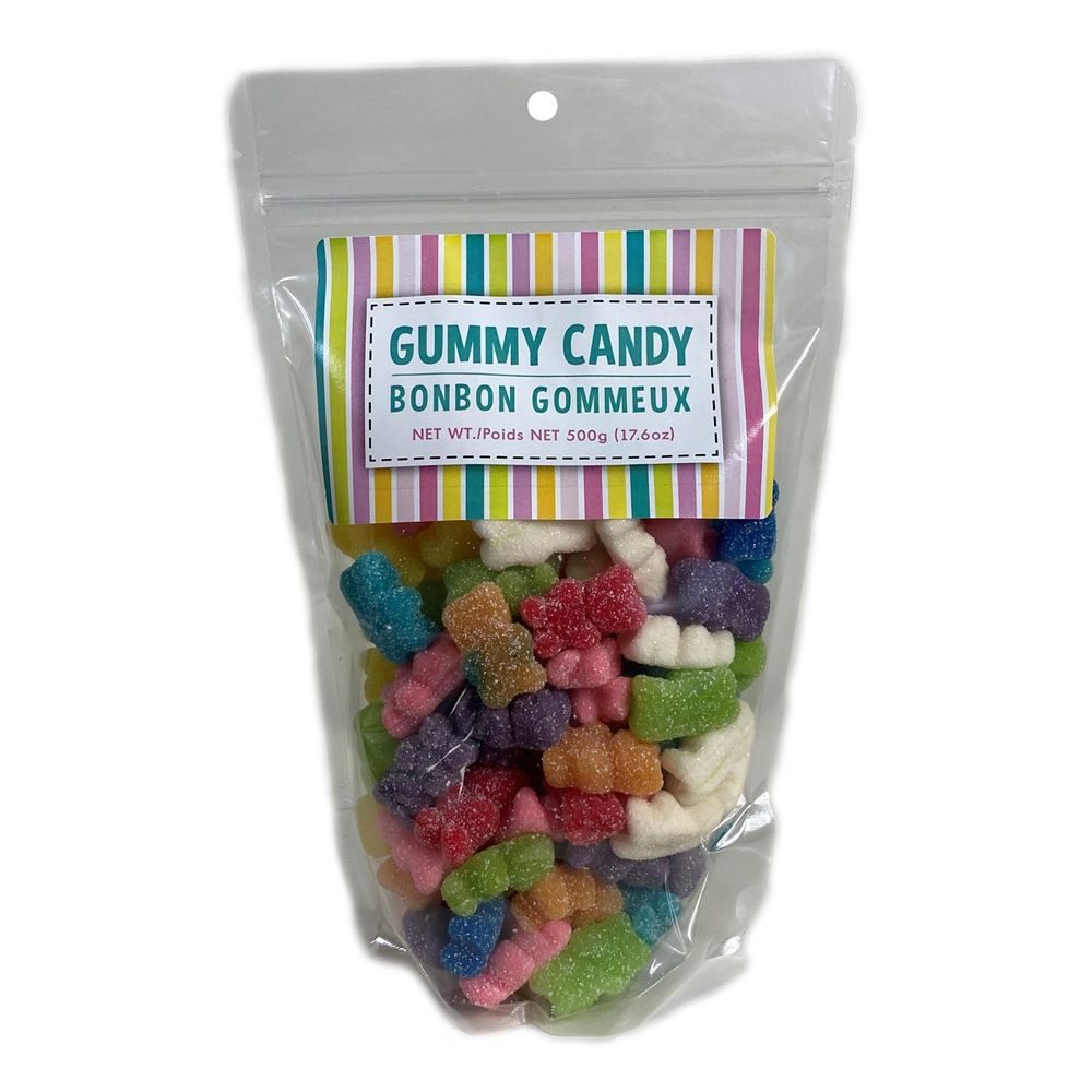 Sour Gummy Bears, Assorted Fruits, Multi-Coloured, 500-g, Chewy Candy, for Birthday/Buffet Front_Flat