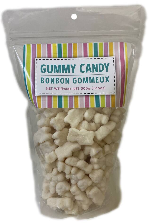 Gummy Bears, Assorted Fruits, White, 500-g, Chewy Candy, for Birthday/Buffet Front_Flat