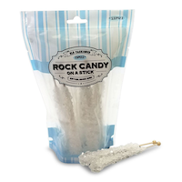 Rock Candy Crystal Stick, Sugar Flavoured, White, 8-pk, Hard Candy, for Birthday/Party Favour Candy Composite_or_Mixed
