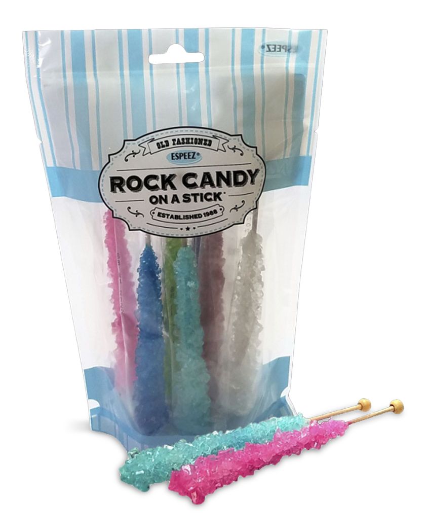 Rock Candy Crystal Stick, Assorted Flavours, Multi-Coloured, 8-pk, Hard Candy, for Birthday/Party Favour Candy Composite_or_Mixed