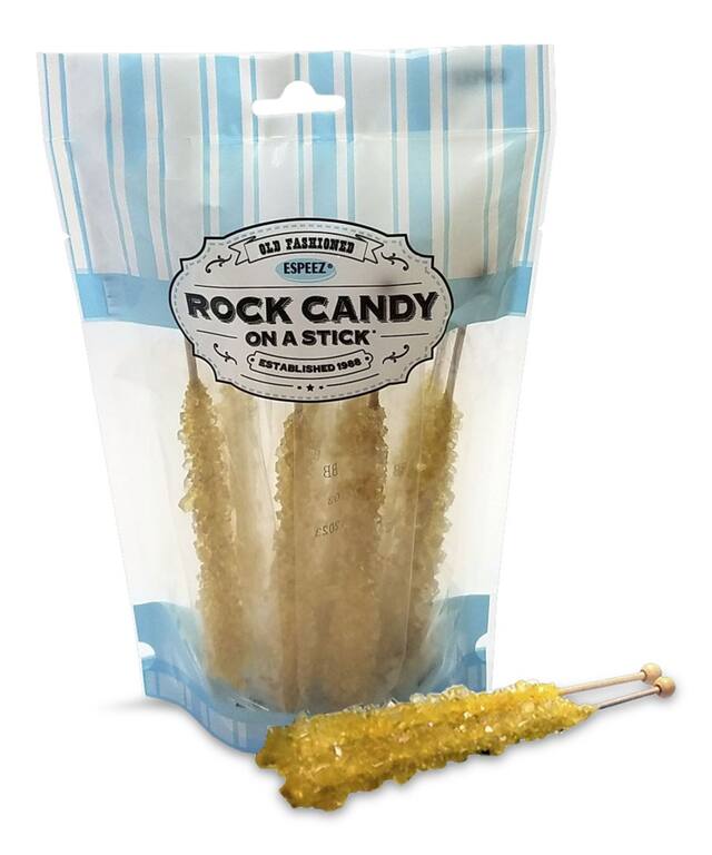 Rock Candy Crystal Stick, Sugar Flavoured, Yellow, 8-pk, Hard Candy, for Birthday/Party Favour Composite_or_Mixed