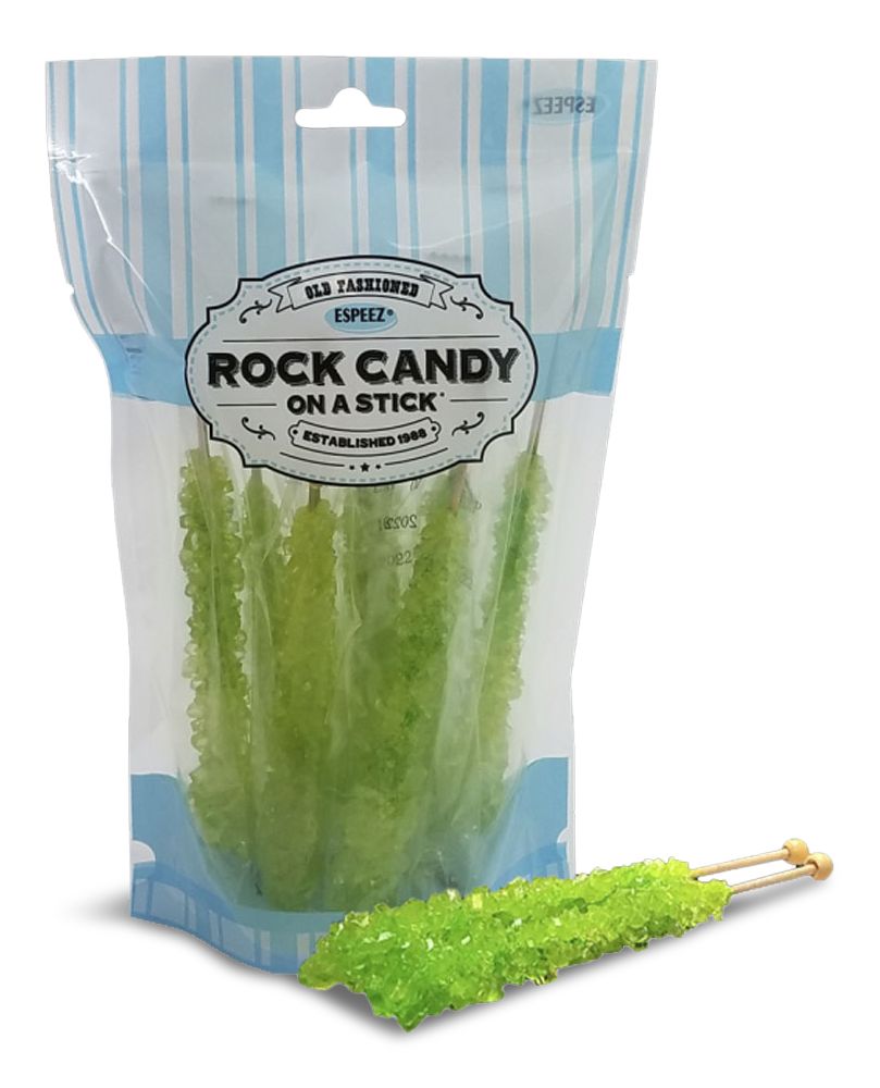 Rock Candy Crystal Stick, Watermelon, Green, 8-pk, Hard Candy, for Birthday/Party Favour, Candy Buffet Sticks Composite_or_Mixed