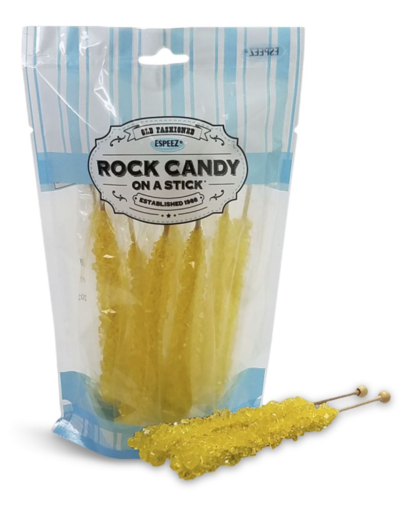 Rock Candy Crystal Stick, Banana, Yellow, 8-pk, Hard Candy, for Birthday/Party Favour, Banana Flavoured Rock Candy Composite_or_Mixed