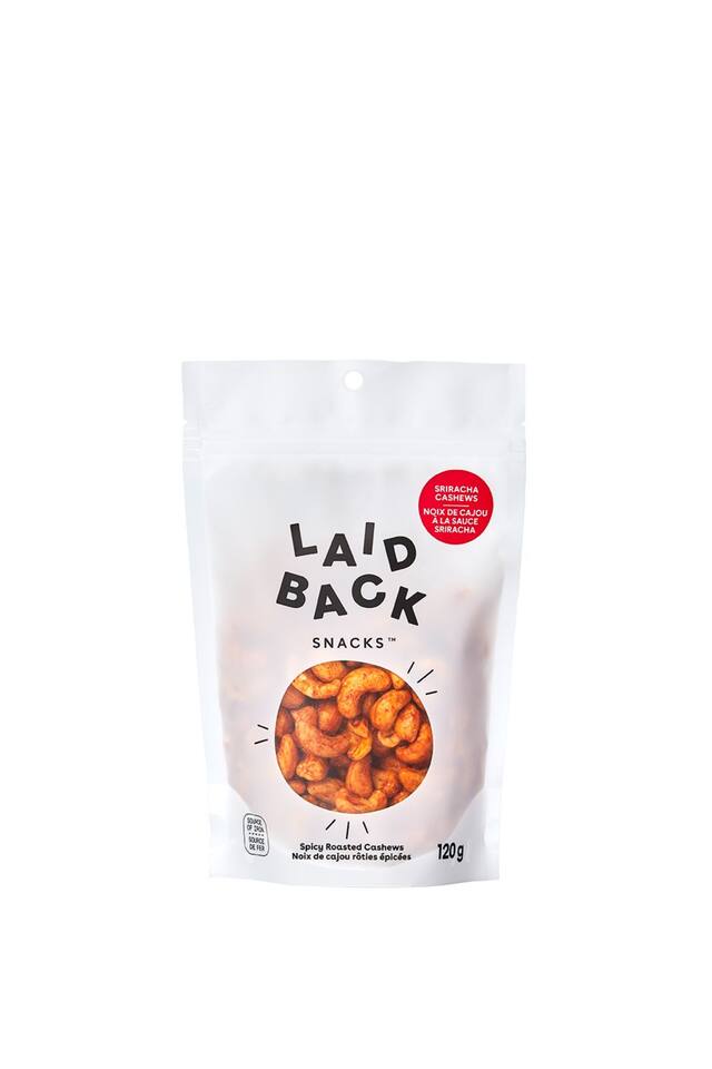 Laid Back Snacks Siracha Cashews, 120-g Front_Flat