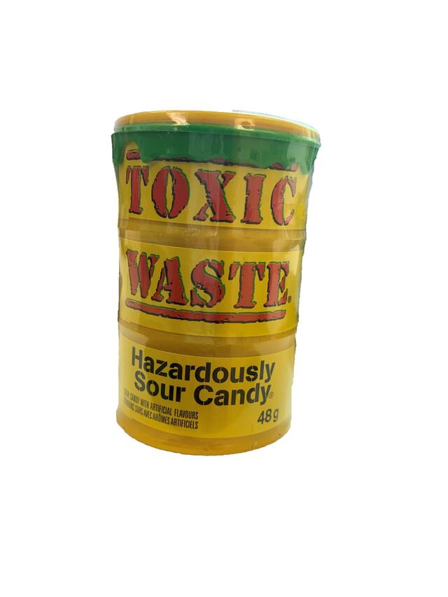 Toxic Waste Hazardously Sour Candy Barrel, Sour Flavours, Multi-Coloured, 48-g, Extreme Sour Hard Candy, for Birthday/Party Favour Front_Flat