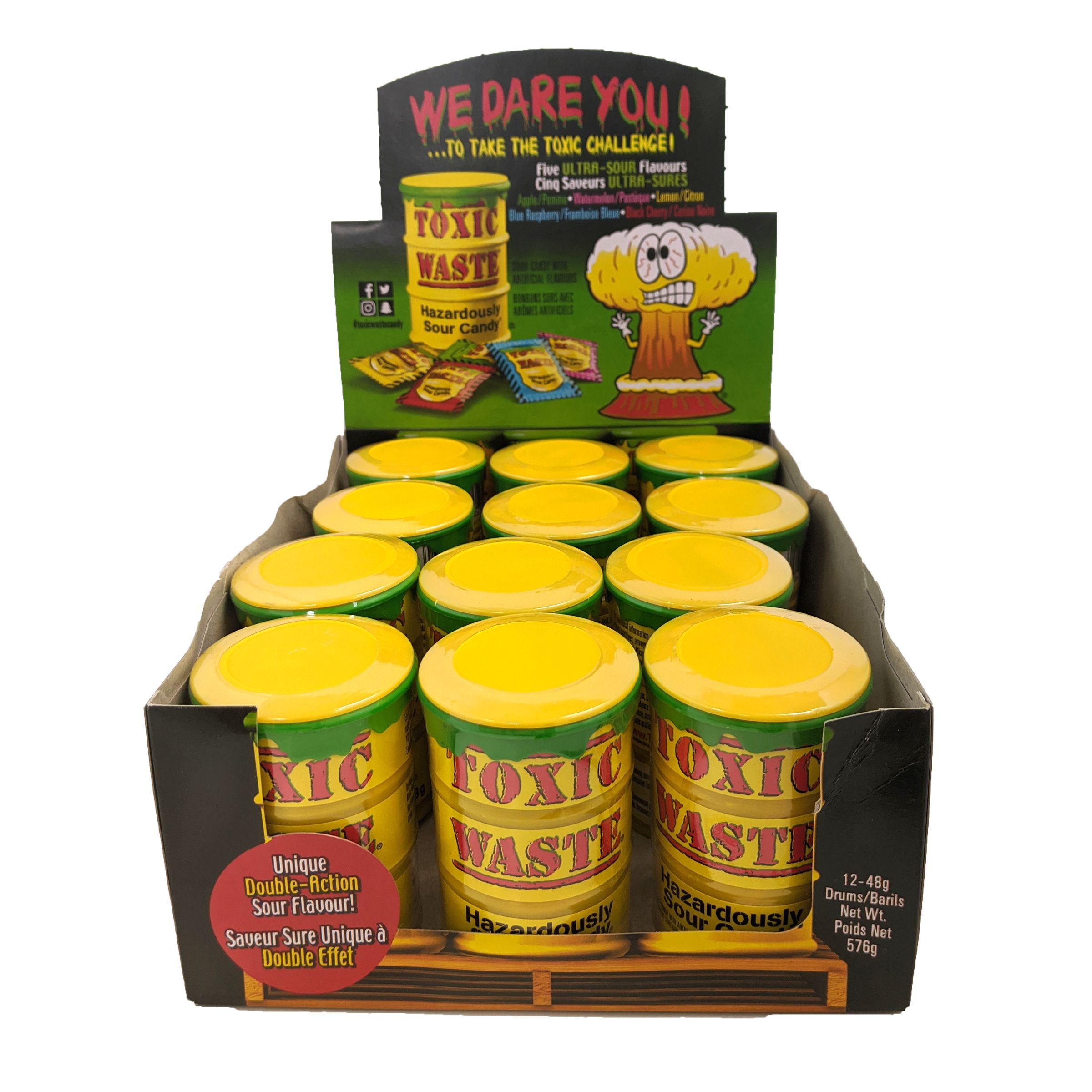 Toxic Waste Hazardously Sour Candy Barrel, Sour Flavours, Multi-Coloured, 48-g, Extreme Sour Hard Candy, for Birthday/Party Favour Front_Elevated