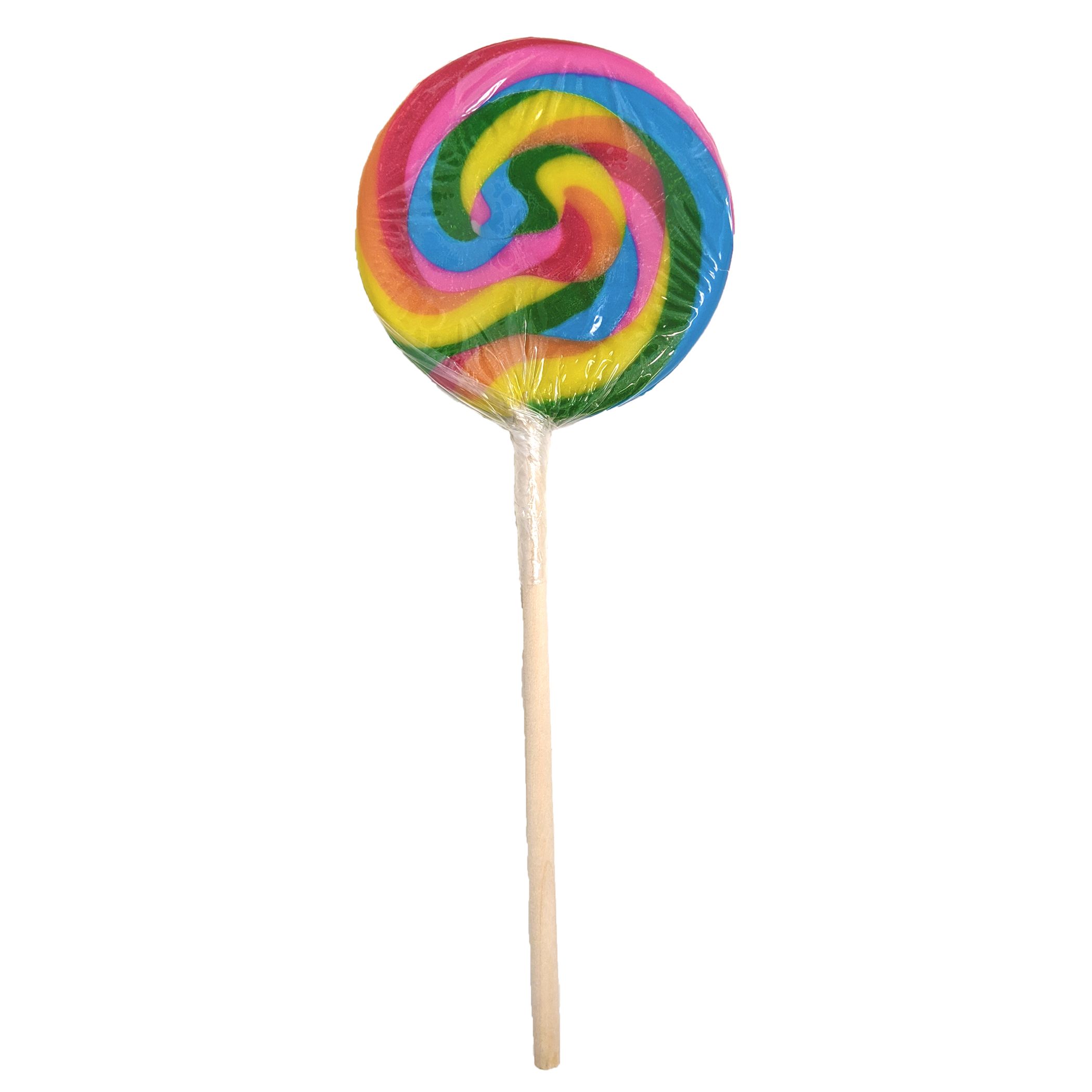 Swirl Lollipop, Cherry, Rainbow, 42-g, Hard Candy, for Birthday/Party Favour Candy Front_Flat