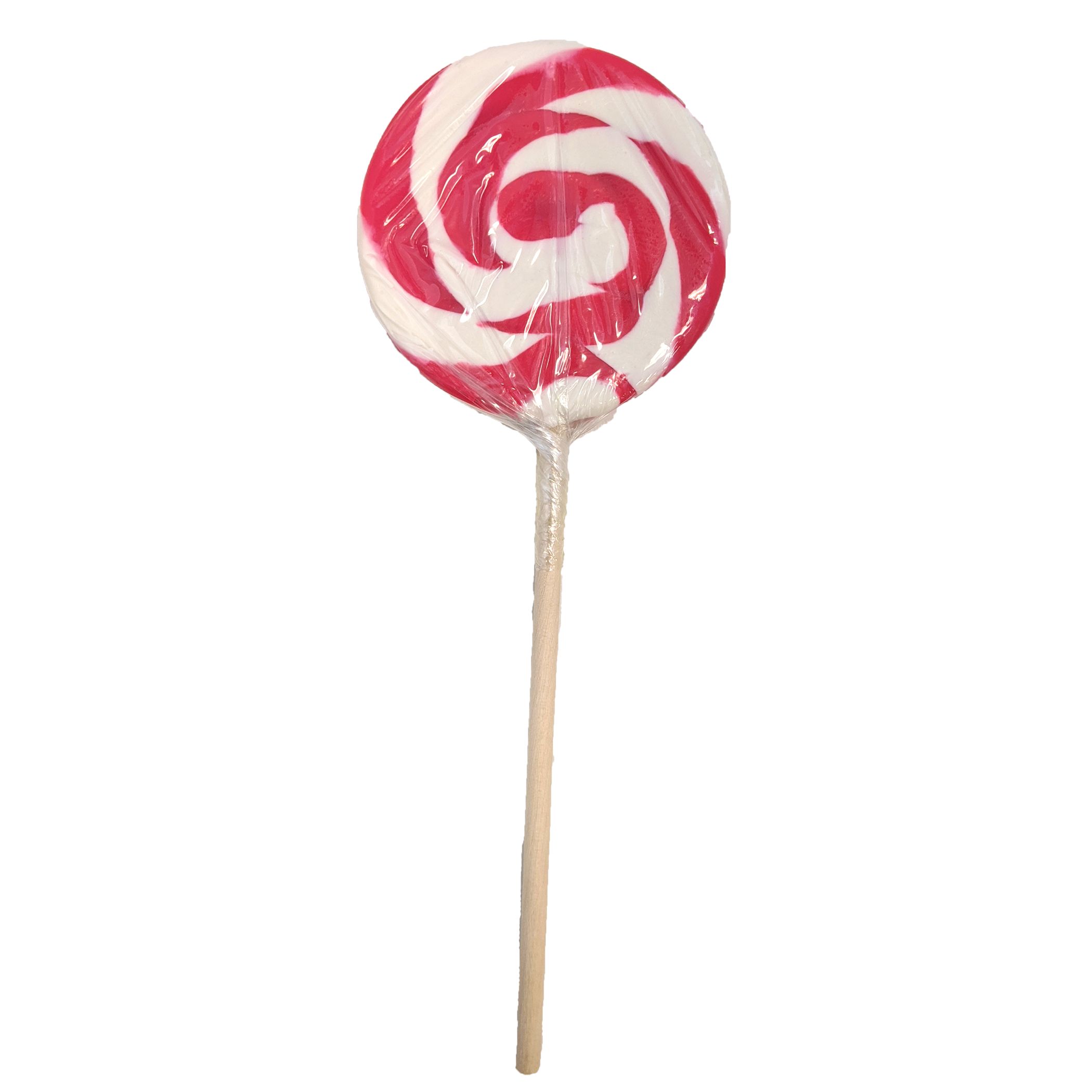 Swirl Lollipop, Strawberry Swirl Lollipop, Red/White, 42-g, Hard Candy, for Birthday/Party Favour/Canada Day Front_Flat