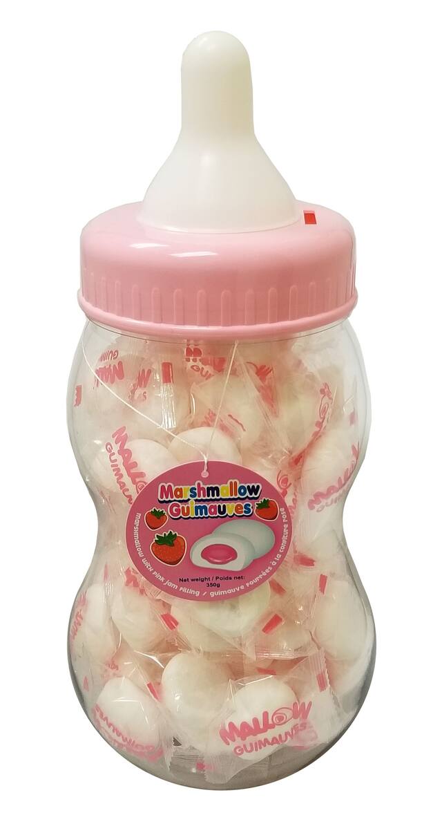 Bonbon à la guimauve, bouteille pour bébé, rose, 350&nbsp;g Front_Flat