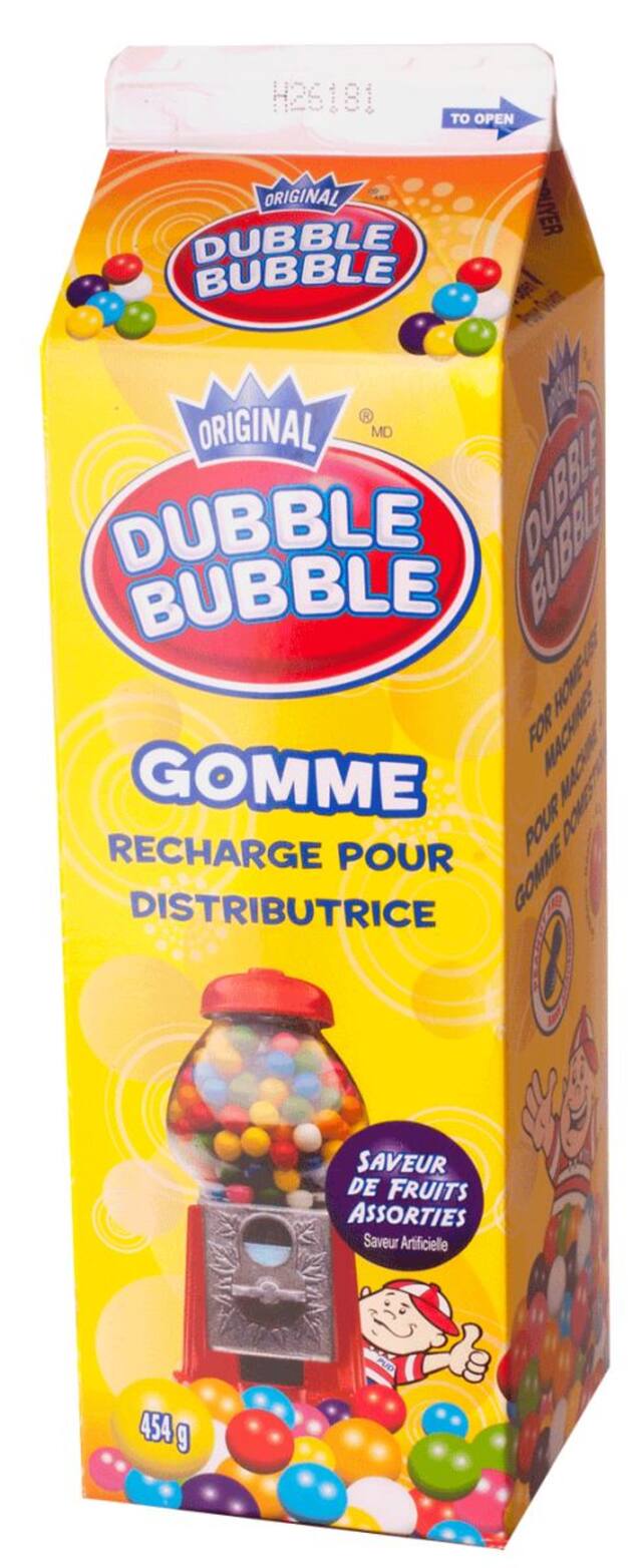 Dubble Bubble Gumball Machine Refill, Assorted Fruits, Multi-Coloured, 454-g, Gum, for Birthday/Party Favour Front_Angled_Left