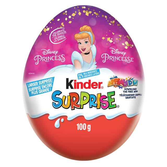 Kinder Surprise Disney Princess Once Upon A Time Egg, Milk Chocolate, Multi-Coloured, 100-g, for Easter/Valentine's Day Front_Flat