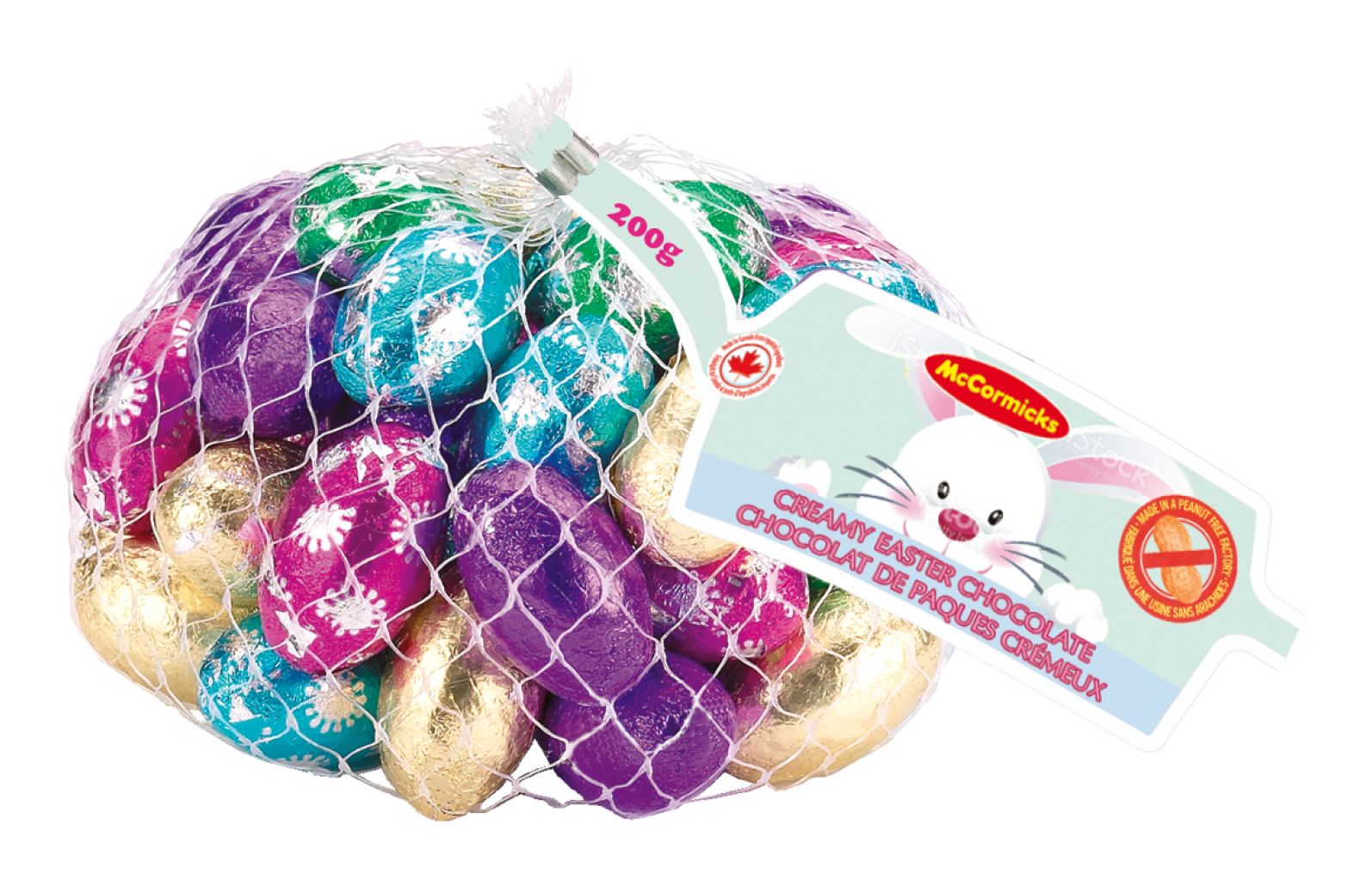 Oeufs de Pâques en aluminium, chocolat au lait, multicolore, 200 g, pour Pâques Front_Flat