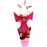 Laura Secord Unicorn Candy Coated Chocolate with Plush Toy, Milk Chocolate, Pink, 35-g, for Valentine's Day/Anniversary Front_Elevated