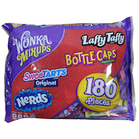 Wonka Mixups Assorted Mini Nerds/Sweetarts/Laffy Taffy/Bottle Caps, Variety Pack, Purple, 2.7-lb, 180-pk, Candy for Halloween Front_Flat
