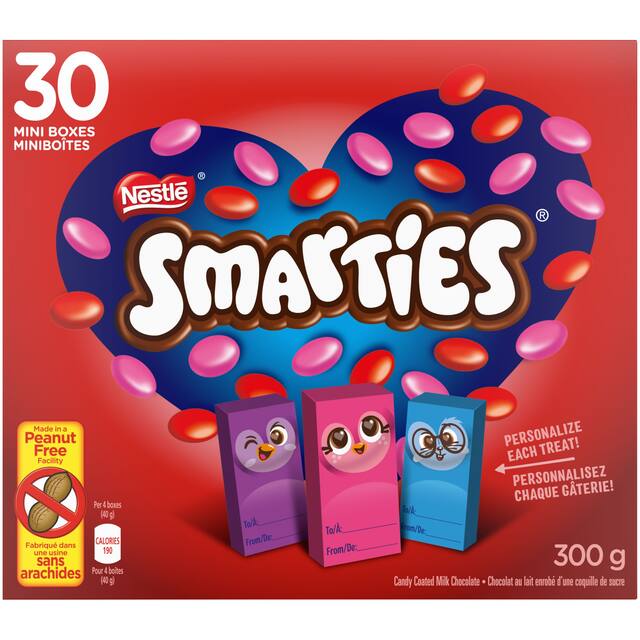Nestle Smarties Valentine Kit, Milk Chocolate, Pink/Red, 30-pk, for Valentine's Day Front_Flat