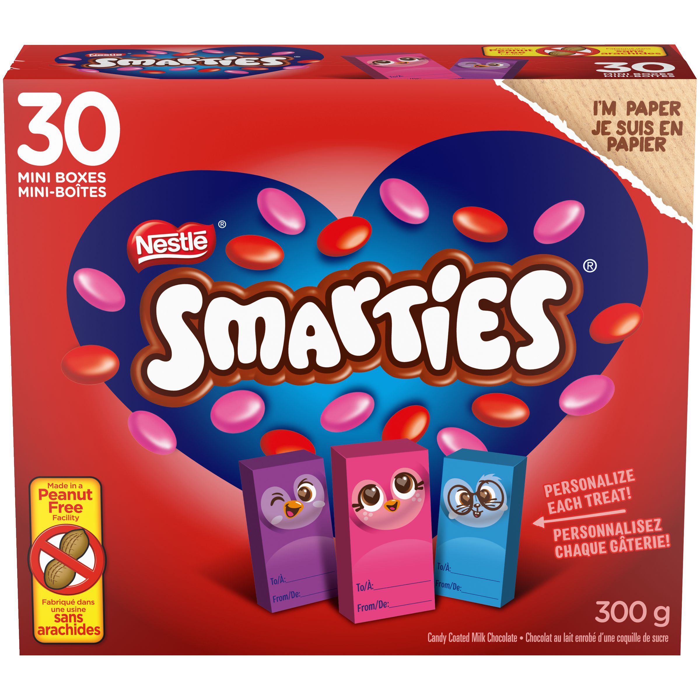 Nestle Smarties Valentine Kit, Milk Chocolate, Pink/Red, 30-pk, for Valentine's Day Front_Elevated