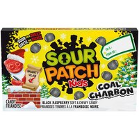 Maynards Sour Patch Kids Holiday Coal Gummy Box, Black Raspberry, Black, 100-g, Chewy Candy, for Christmas Front_Elevated
