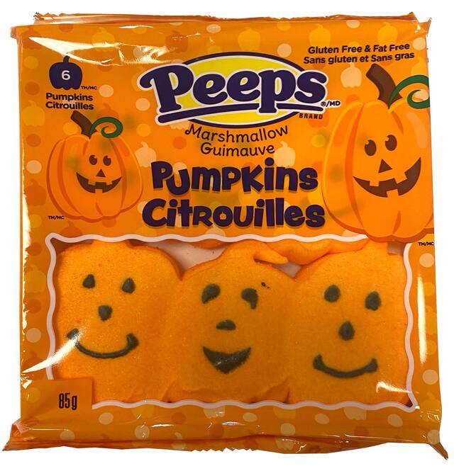 Peeps Jack-O'-Lantern Pumpkin Marshmallows, Orange, 85-g, 6-pk, Candy for Halloween Front_Flat
