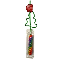 Christmas Tree Crazy Straw with Lollipop, Assorted Flavours, Rainbow, 50-g, Hard Candy, for Christmas Front_Flat