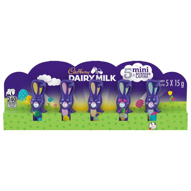 Mini lapins en chocolat Cadbury Dairy Milk, 75 g, paq. 5 Front_Flat