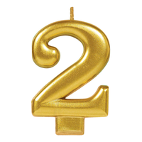 Bougie en cire métallisée chiffre 0-9, or, 3,2 po, pour fête/anniversaire