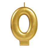 0-9 Number Metallic Wax Candle, Gold, 3.2-in, for Birthday Party/Anniversary Front_Flat