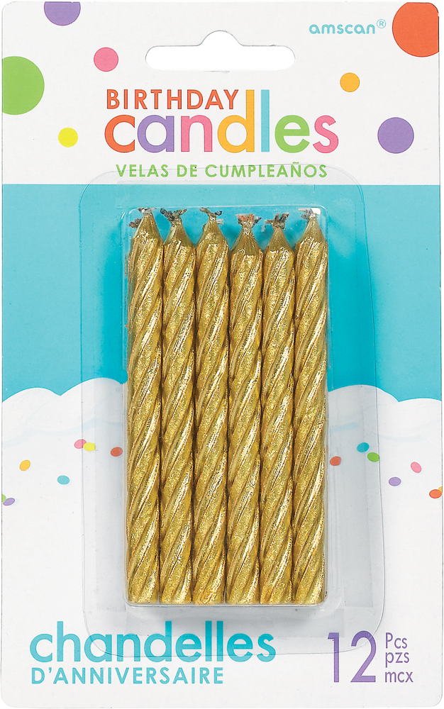 Spiral Birthday Candles, Gold, 12-pk | Party City