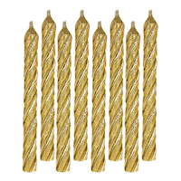 Spiral Glitter Wax Candles, Gold, 3.2-in, 12-pk, for Birthday Party Front_Flat