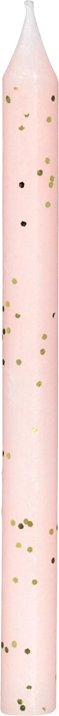 Metallic & Glitter Wax Candles, Pink/Gold, 3.25-in, 12-pk, for Birthday Party Front_Flat