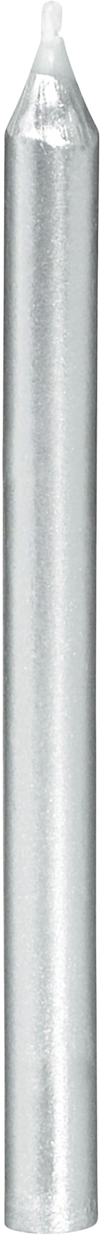 Metallic & Glitter Wax Candles, Silver/Dark Blue, 3.25-in, 12-pk, for Birthday Party Front_Flat