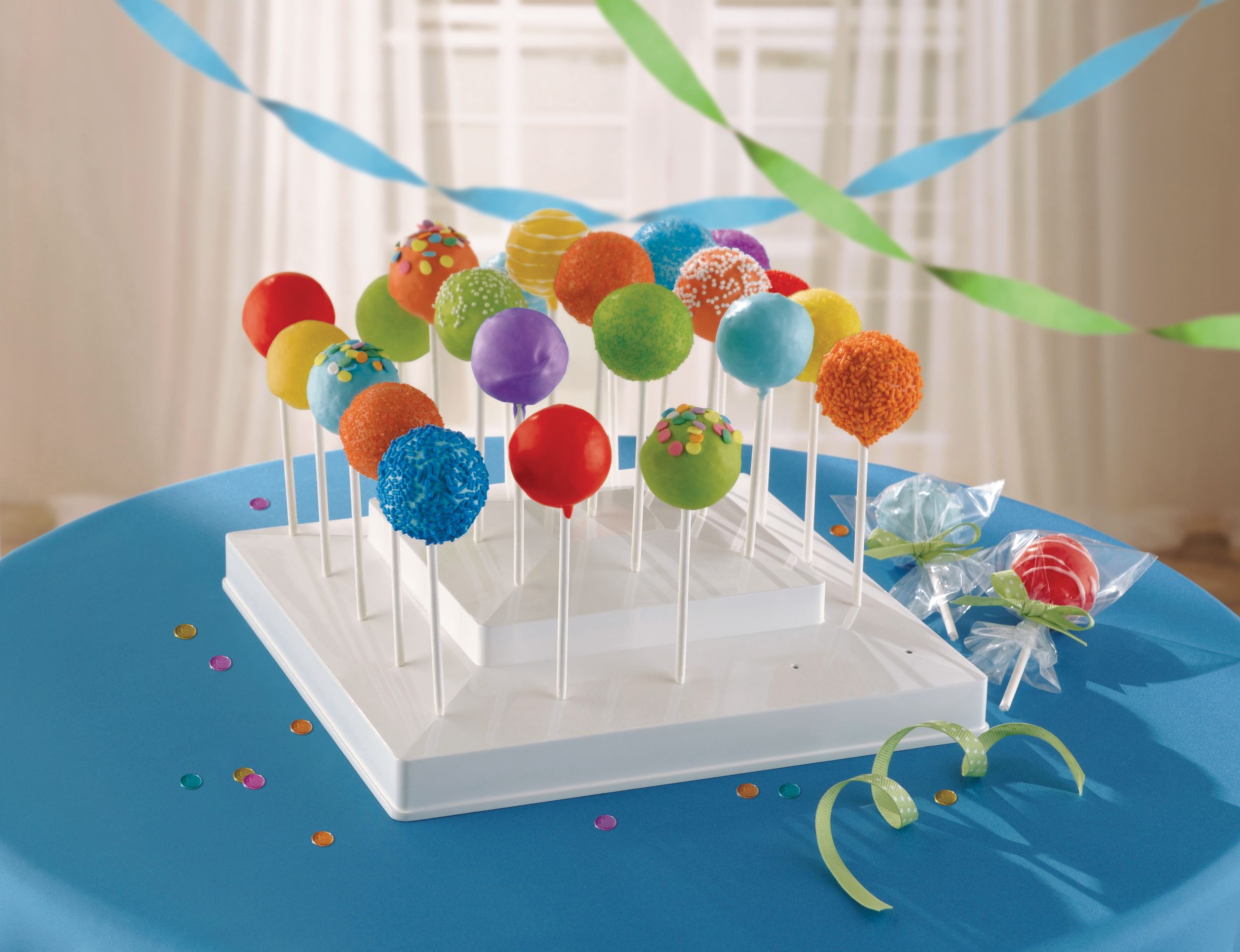 Lollipop & Cake Pop Treat Stand, White, 10x10-in, for Treat Display Birthday/Baby Shower/Wedding/Anniversary Front_Angled_Right