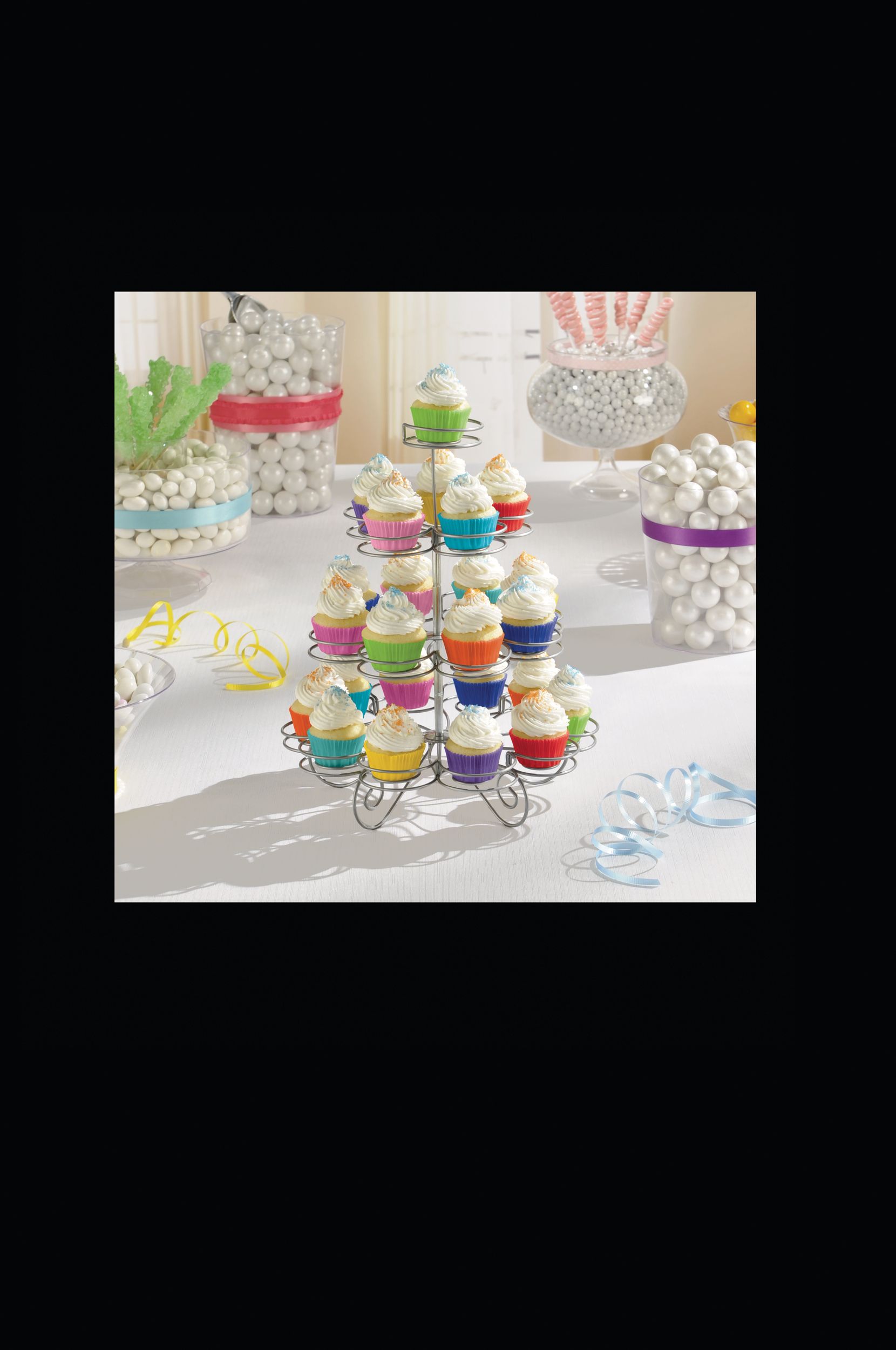 Silver Wire Mini Cupcake Stand Front_Elevated