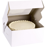 Boîte à friandises de fête à fenêtre carrée pour gâteau, blanc, 12 po, pour transporter des gâteaux/petits gâteaux/biscuits/produits de boulangerie Front_Angled_Right