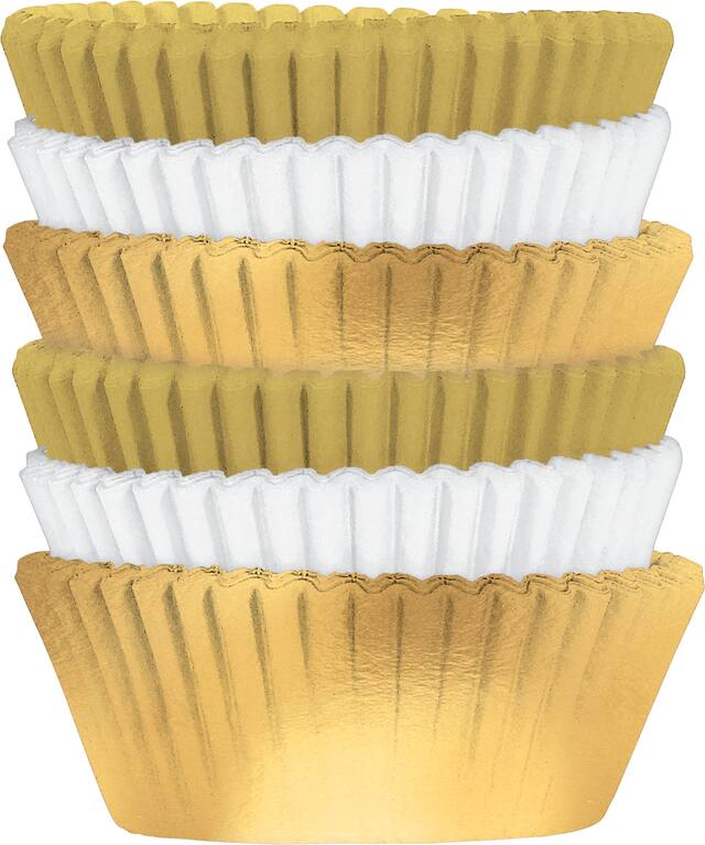 Moules en papier dorés et blancs, paq. 150 Front_Flat