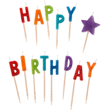 Glitter Multicolour Happy Birthday Toothpick Candle Set, 14-pc Front_Flat