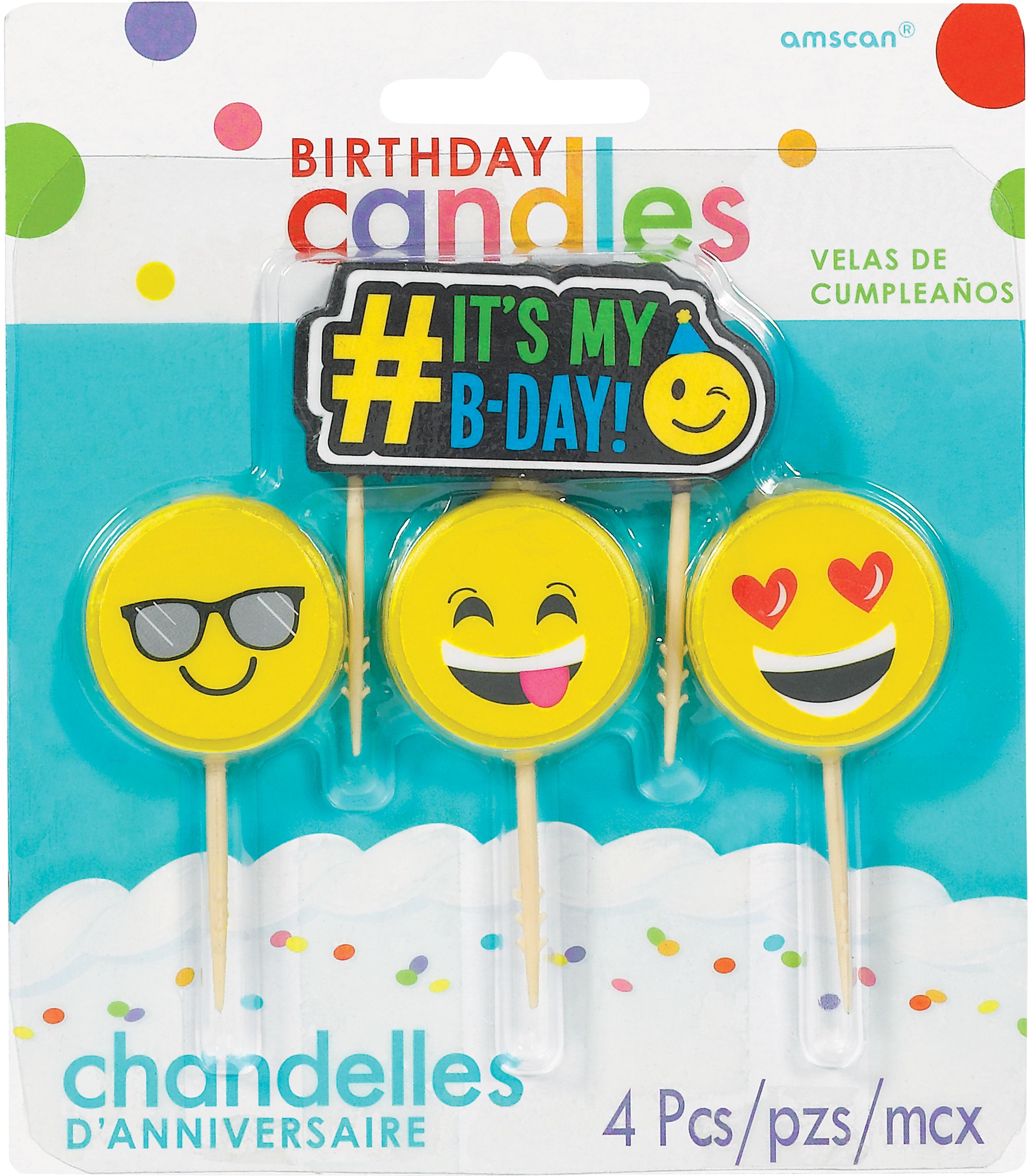 Smiley Birthday Toothpick Candles, 4-pk Front_Flat