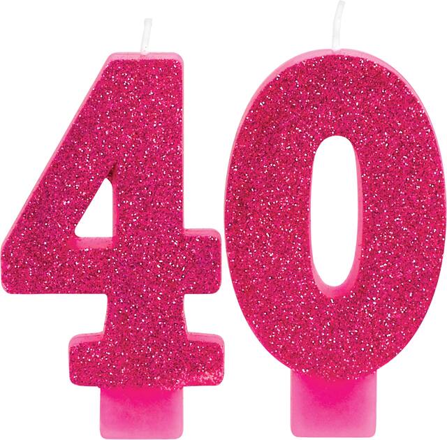 Glitter Number 40 Birthday Candles, 2-pk Front_Flat