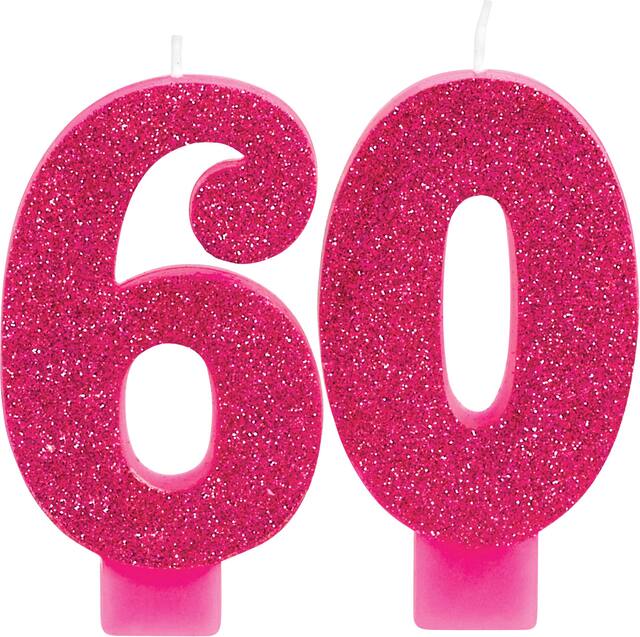 Glitter Number 60 Birthday Candles, 2-pk Front_Flat