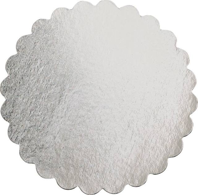 Round Scalloped Cake Board, Silver, 12-in, for Birthday/Wedding/Anniversary/Baby Shower Overhead_Flat