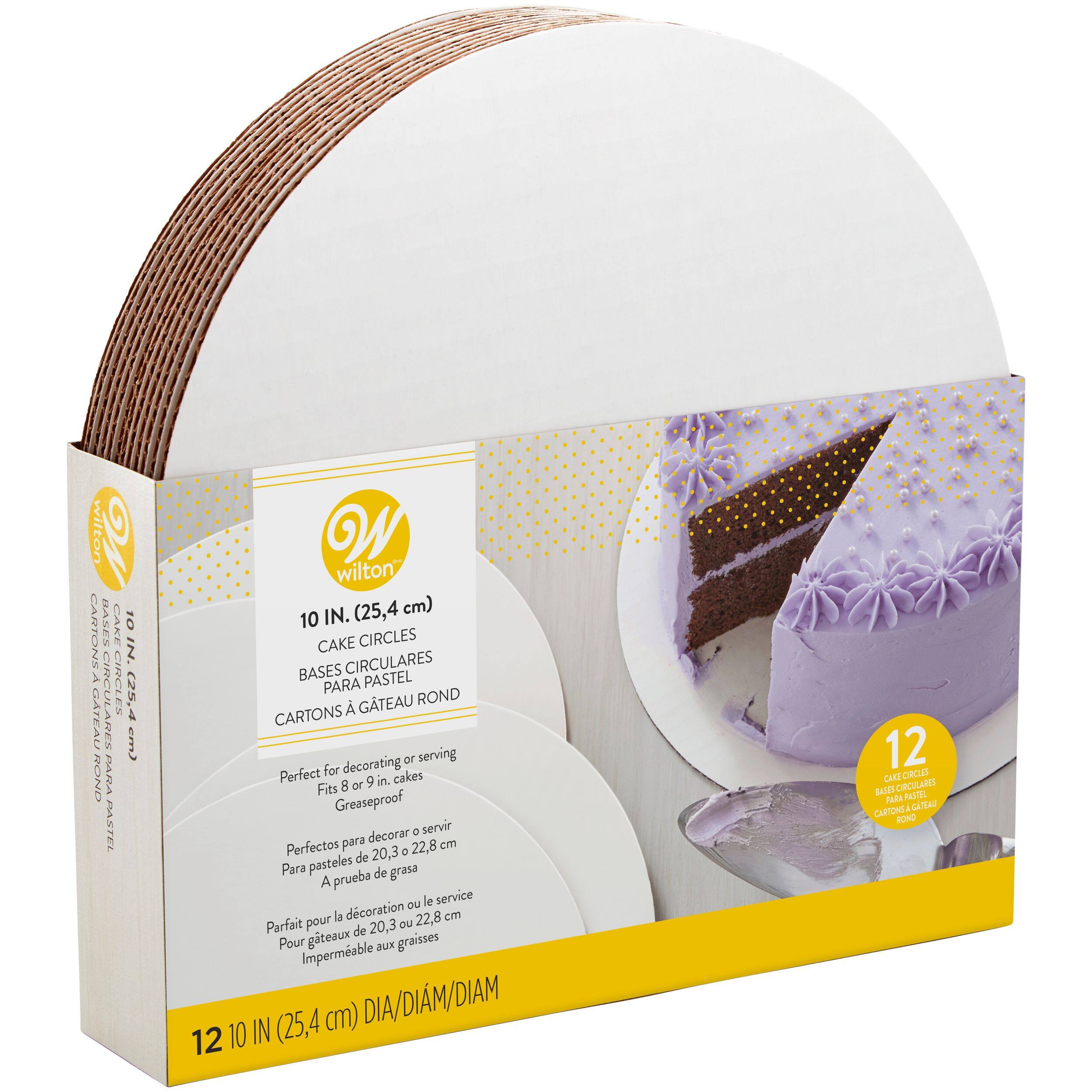 Wilton Round Cake Boards, White, 10-in, 12-pk, for Birthday/Wedding/Anniversary/Baby Shower Front_Angled_Right