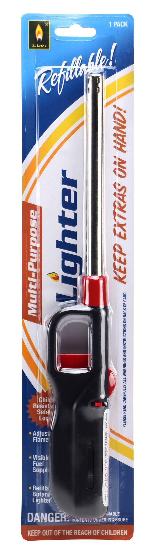 Gas Lighter, Black, for Lighting Candles/Chafing Dishes Front_Flat