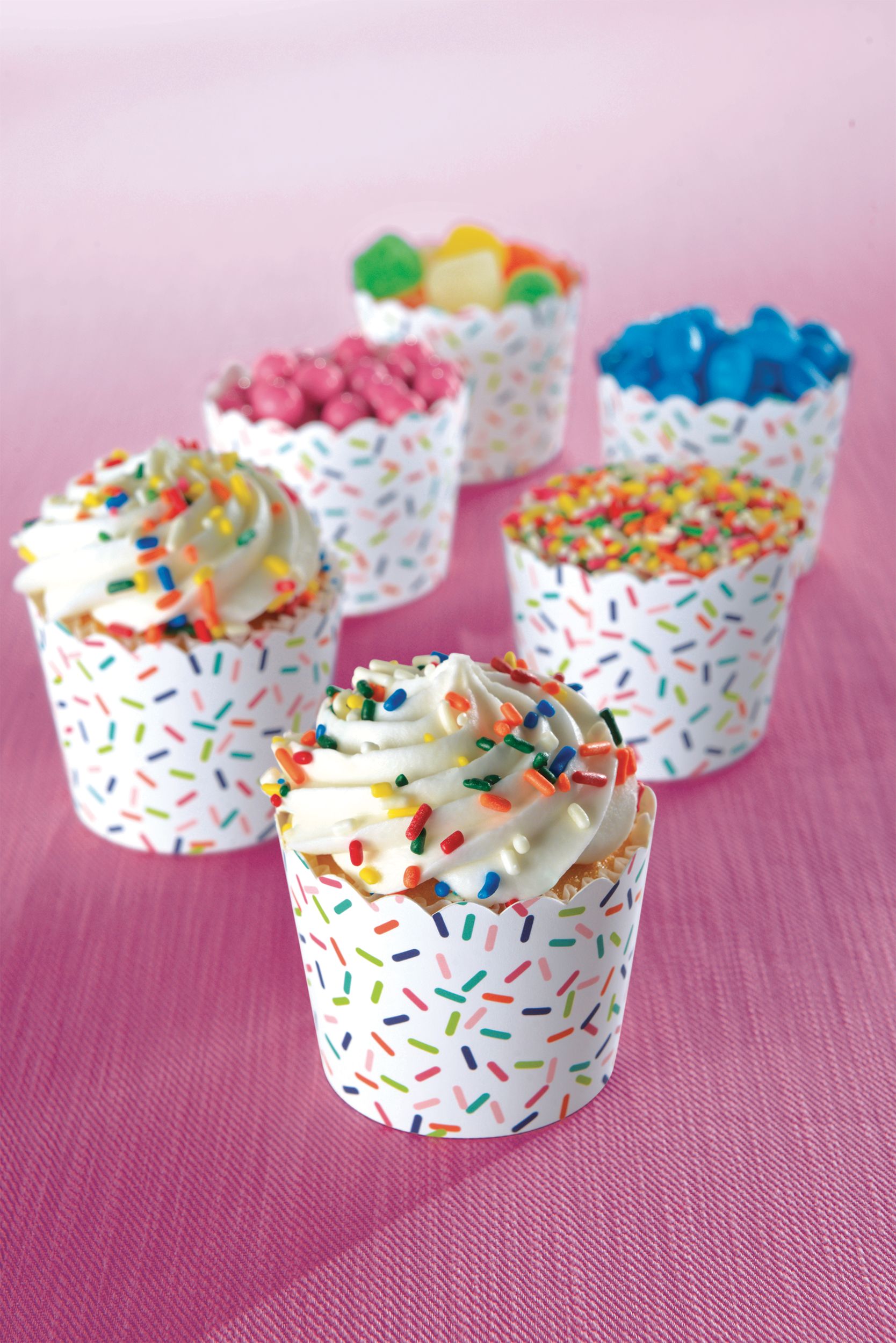 Mini bols festonnés à paillettes colorées, paq. 36 Front_Elevated