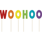 Glitter Woohoo Cake Picks, 6-pk Front_Flat