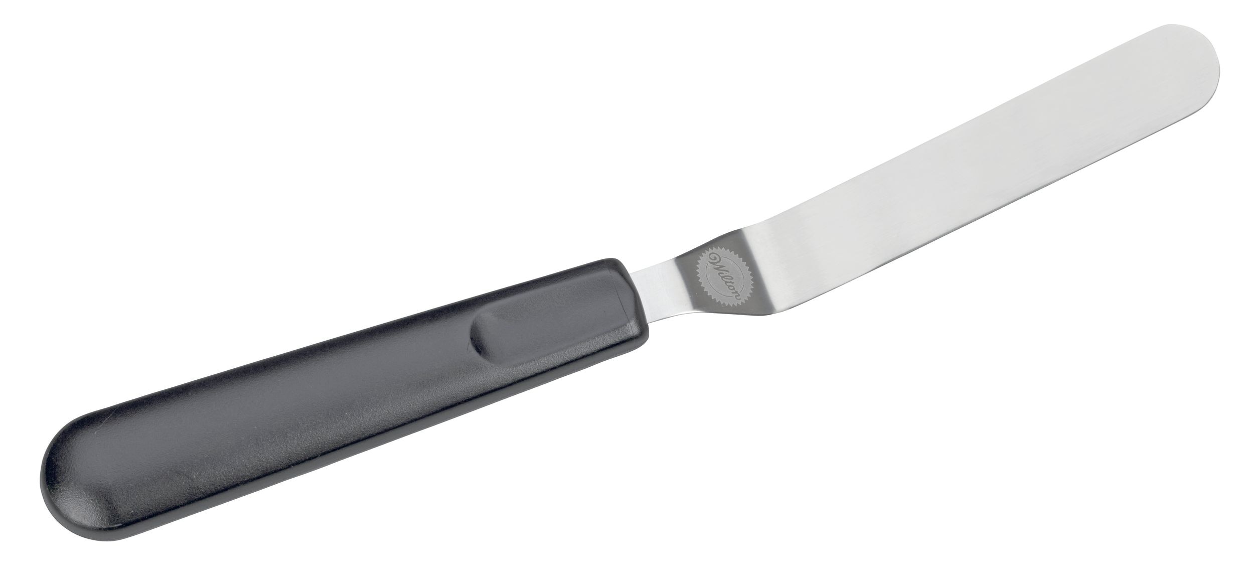 Wilton Angled Metal Spatula, Black/Silver, 9-in, for Baking/Cake Decoration Overhead_Plunge