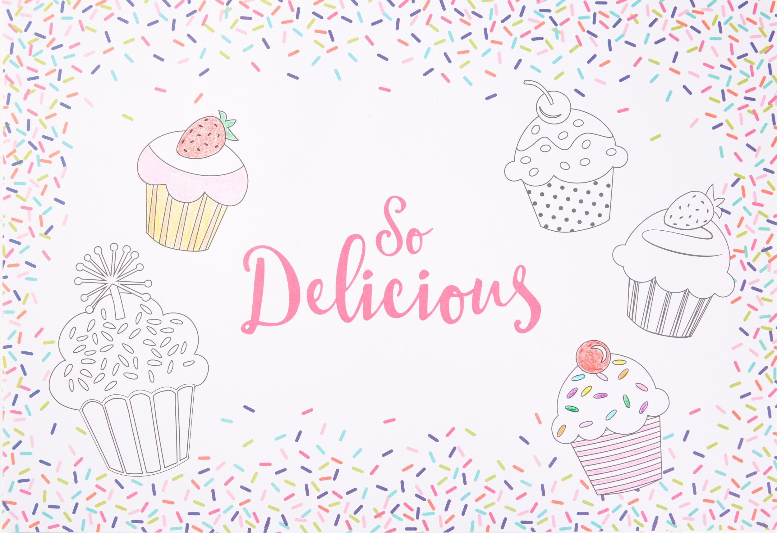 Colourful Sprinkles Colouring Placemats, 24-pk Overhead_Flat