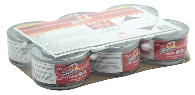 Methanol Gel Chafing Fuel Cans, Silver, 6.1-oz, 6-pk, for Food Heating/Warming Front_Three_Fourths_Angled_Left