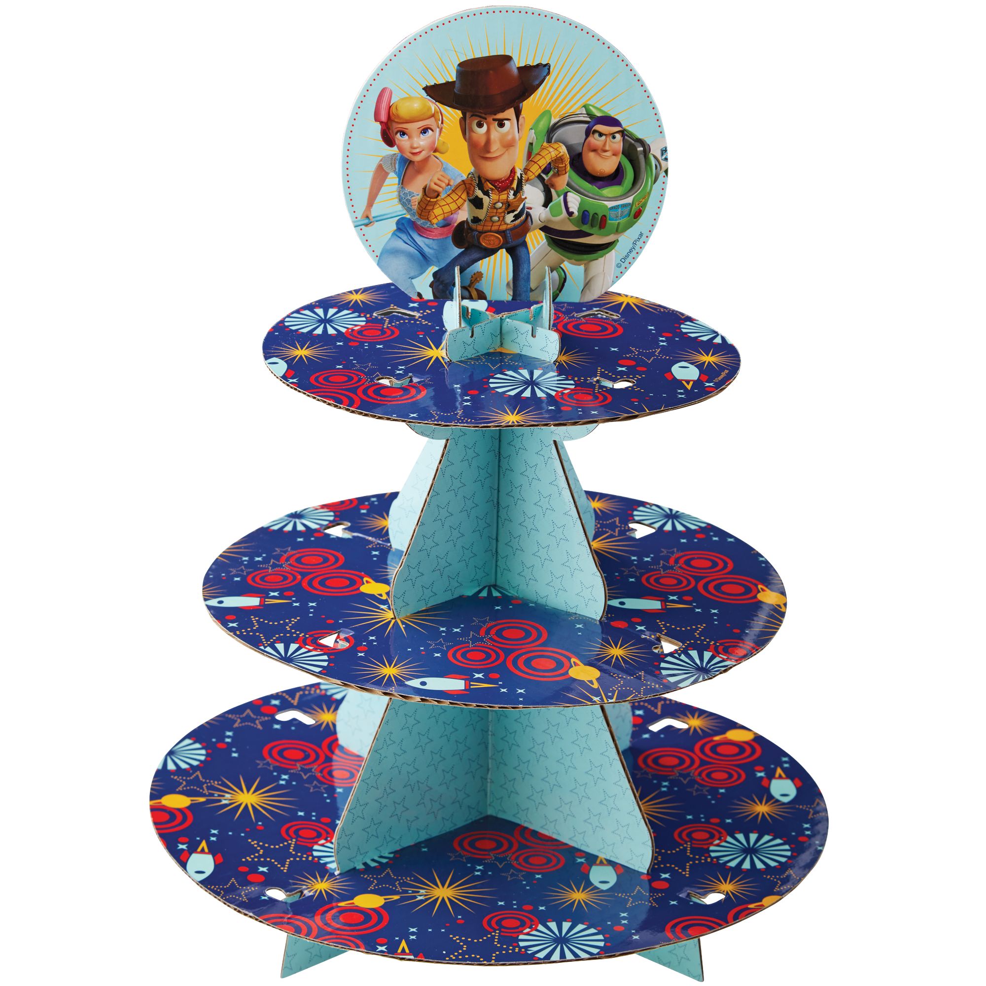 Disney Pixar Toy Story Wilton 3-Tier Treat Stand, Blue, 11.7-16-in, for Treat Display Birthday Party Front_Elevated