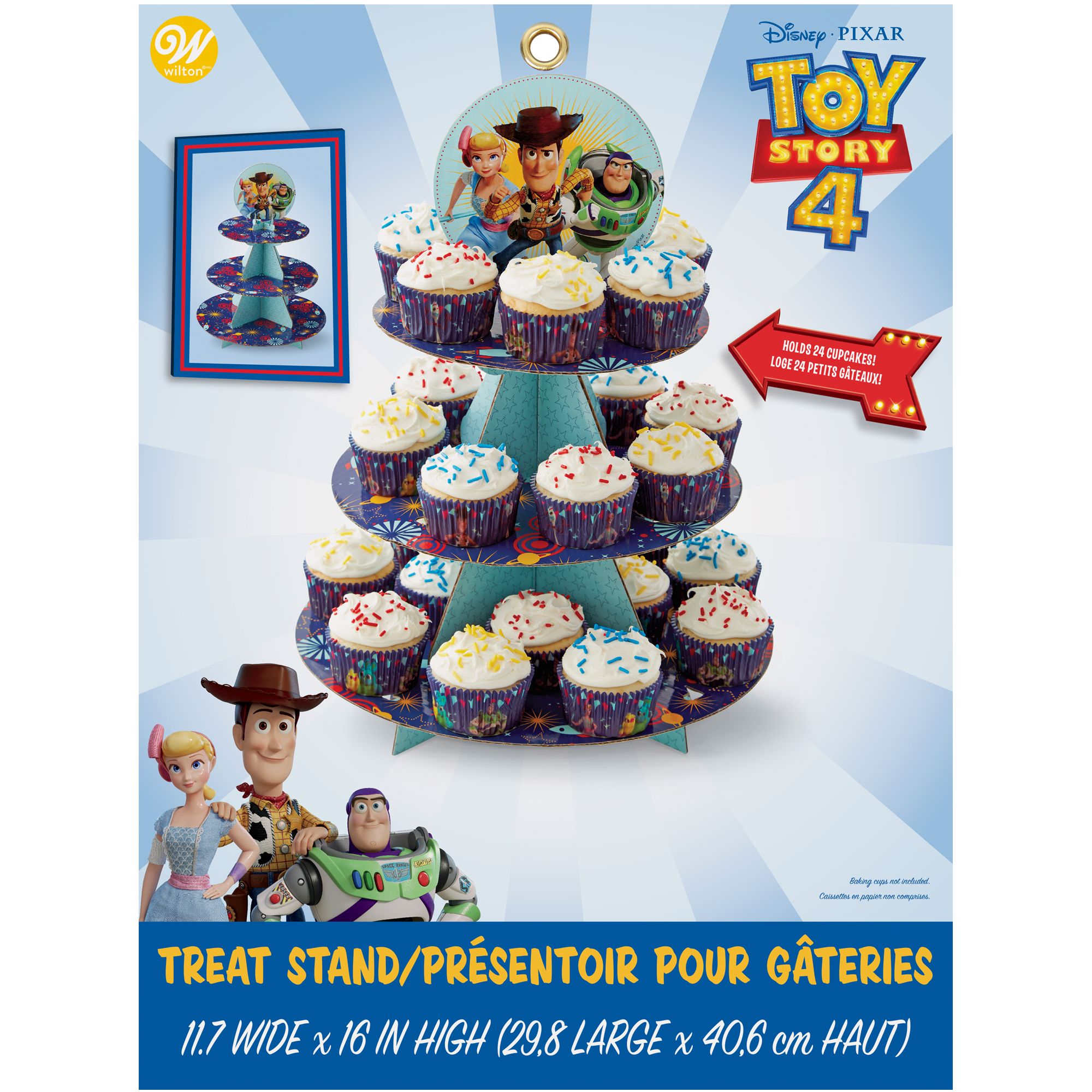 Disney Pixar Toy Story Wilton 3-Tier Treat Stand, Blue, 11.7-16-in, for Treat Display Birthday Party Front_Flat